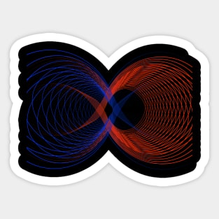 Geometric modern red blue linear Sticker